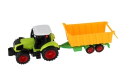 Traktor s vlekem 3ks plast 19cm na setrvačník v krabici 45x26x10cm