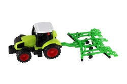 Traktor s vlekem 3ks plast 19cm na setrvačník v krabici 45x26x10cm