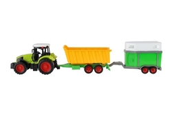 Traktor s vlekem 3ks plast 19cm na setrvačník v krabici 45x26x10cm