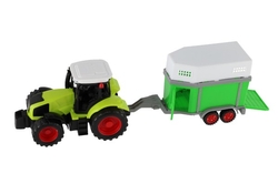 Traktor s vlekem 3ks plast 19cm na setrvačník v krabici 45x26x10cm