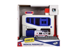 Parkovací garáž + auto ambulance plast v krabici 20x20x14cm