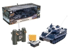 Tank RC plast 33cm TIGER I na baterie+dobíjecí pack 40MHz se zvukem a světlem v krabici 40x15x19cm