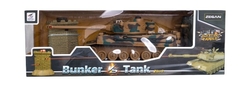 Tank RC 35cm+bunkr na bat. plast s dobíjecím packem se zvukem se světlem 40MHz v krabici 51x17x19cm