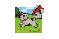 Mini puzzle dřevěné 9 dílků Moje první zvířátka pro nejmenší 15x15x0,8cm 6 druhů MPZ 12m+