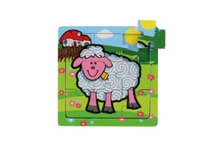 Mini puzzle dřevěné 9 dílků Moje první zvířátka pro nejmenší 15x15x0,8cm 6 druhů MPZ 12m+