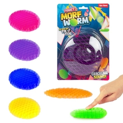 Fidget worm měnící tvar antistresový plast 13cm 6 barev na kartě