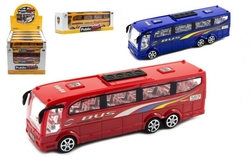 Autobus plast 25cm na setrvačník 3 barvy v krabici 26x8,5x7cm 12ks v boxu