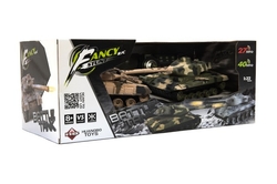 Tank RC 2ks 25cm tanková bitva+dob. pack 27MHZ a 40MHz maskáč se zvukem se světlem v kr. 50x20x23cm