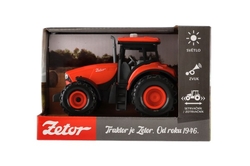 Traktor Zetor plast 9x14cm na setrvačník na bat. se světlem se zvukem v krabici 18x12x10,5cm