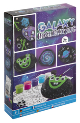 Kreativní set malování kamínků galaxy 3 kameny + 5 barev + nalepovací oči a hvězdičky