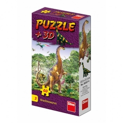 Puzzle Dinosauři 23,5x21,5cm 60 dílků + figurka 6 druhů v krabičce 24ks v boxu