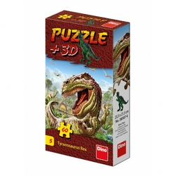 Puzzle Dinosauři 23,5x21,5cm 60 dílků + figurka 6 druhů v krabičce 24ks v boxu