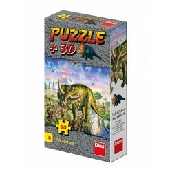 Puzzle Dinosauři 23,5x21,5cm 60 dílků + figurka 6 druhů v krabičce 24ks v boxu