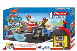 Autodráha Carrera First Paw Patrol/Tlapková Patrola 2,9m plast +2 auta na bat. v krabici 50x30x7cm