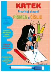 Stíratelný sešit "Procvičuj si písmena a číslice" + stíratelný popisovač - Krtek 1