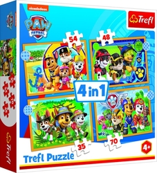 Puzzle 4v1 Prázdniny Tlapková Patrola/Paw Patrol 28,5x20,5cm v krabici 28x28x6cm