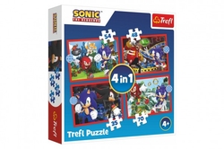 Puzzle 4v1 Sonic/Sonic The Hedgehog 28,5x20,5cm v krabici 28x28x6cm