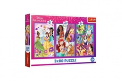 Puzzle 3x80 Princezny Disney - Princezniny přátelé 18x27,5cm v krabici 29x19x4cm