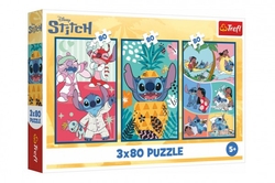 Puzzle 3x80 Lilo&Stitch - Stitchův svět 18x27,5cm v krabici 29x19x4cm