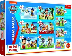 Puzzle Paw Patrol Tlapková Patrola 10v1 Spolehlivý tým v krabici 40x27x6cm