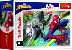 Minipuzzle 54 dílků Spidermanův čas 4 druhy v krabičce 9x6,5x4cm 40ks v boxu