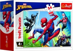 Minipuzzle 54 dílků Spidermanův čas 4 druhy v krabičce 9x6,5x4cm 40ks v boxu