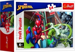 Minipuzzle 54 dílků Spidermanův čas 4 druhy v krabičce 9x6,5x4cm 40ks v boxu